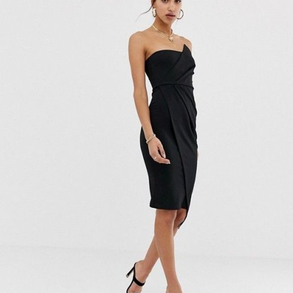 missguided bandeau origami midi dress